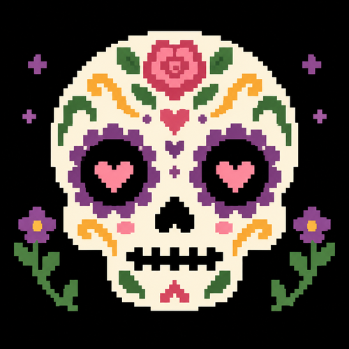 Cute spooky kawaii sugar skull