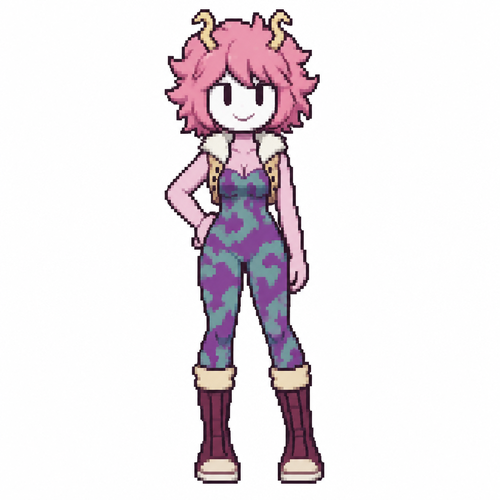 Jaiden animations but with the clothes and hair of the character Mina Ashido, full body front perspective