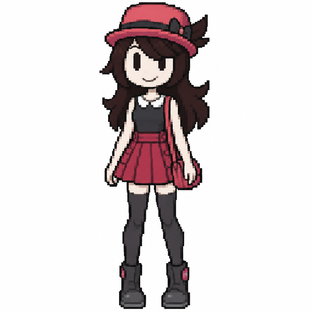 Jaiden animations but with the clothes and hair of the character original miette pokegirl pokemon season xyz , full body front perspective