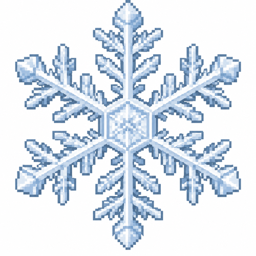 Close up of a giant snowflake. White background 
