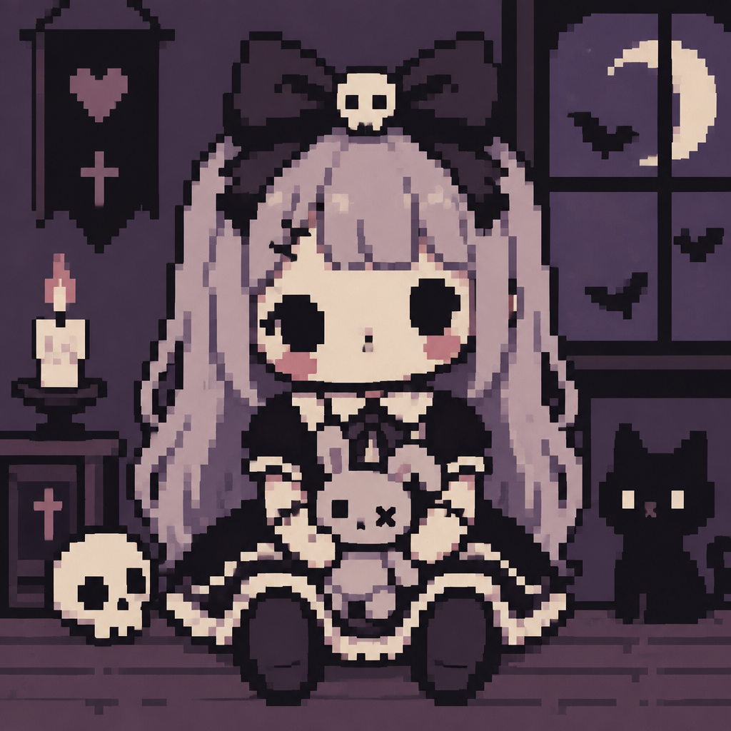 Cute kawaii spooky doll