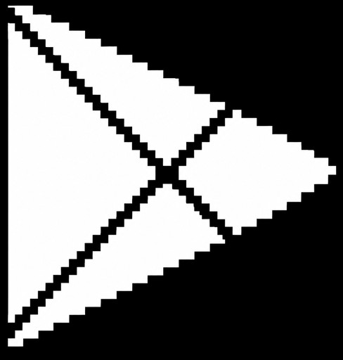 Pixel art white paper airplane on a black background.