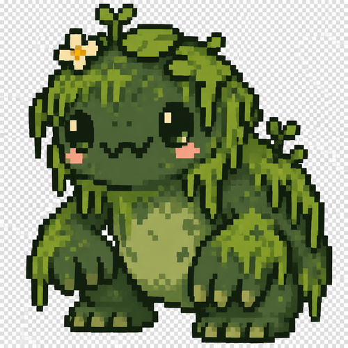Cute kawaii swamp monster. No background 