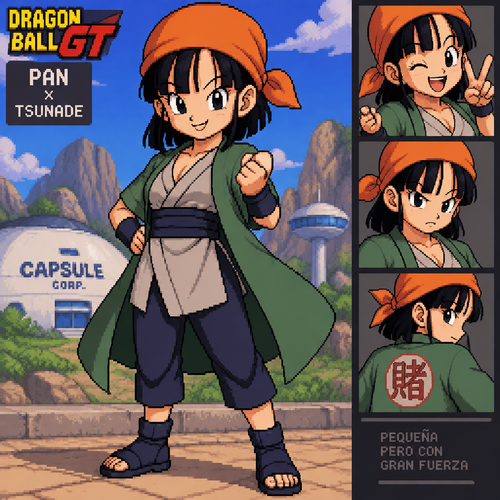 Dragon Ball gt pan con la ropa de tsunade senju del
Anime de Naruto
