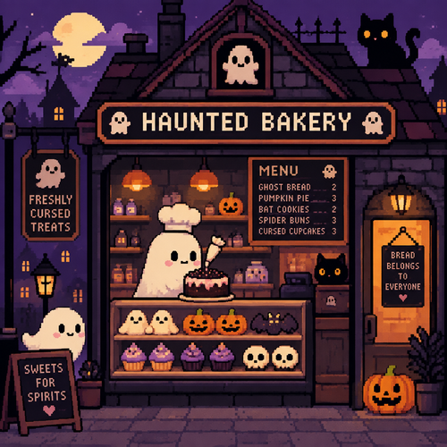 Cute kawaii haunted bakery 