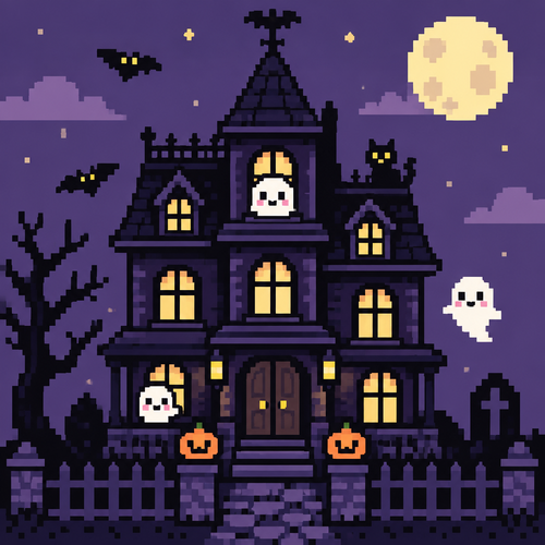 Cute kawaii haunted house 