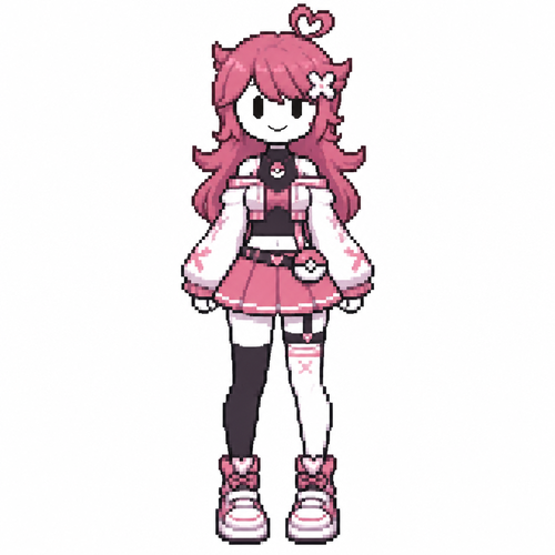 Jaiden animations but with the clothes and hair of the character original miette pokegirl xyz , full body front perspective 
