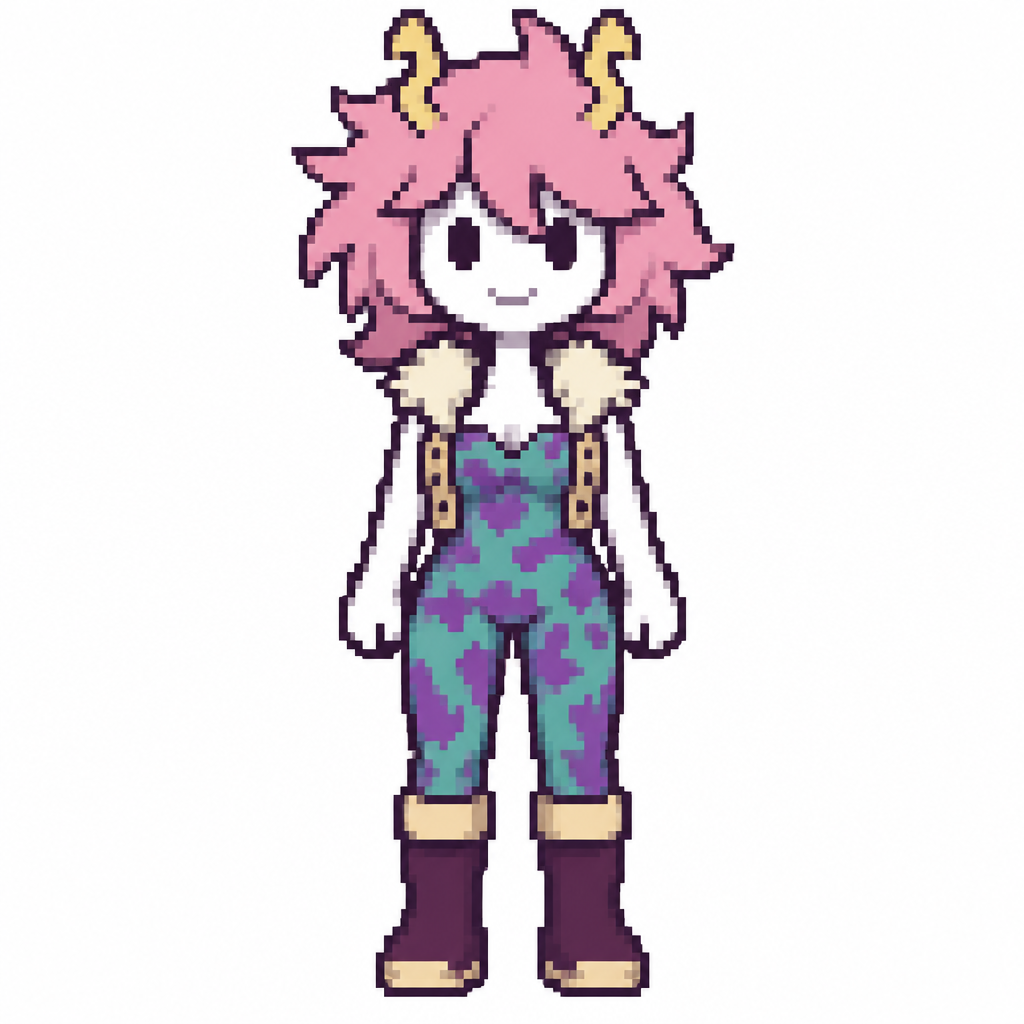 Jaiden animations but with the clothes and hair of the character Mina Ashido from a front perspective