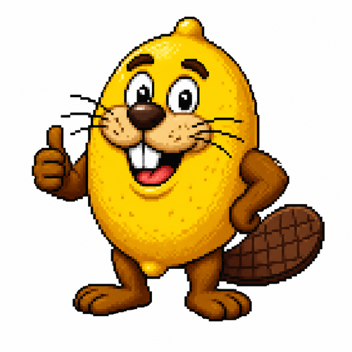 Cartoon lemon beaver, full body, white background