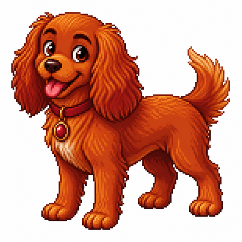 Cartoon carnelian dog, full body, white background