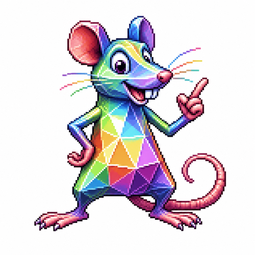 Cartoon prism rat, full body, white background