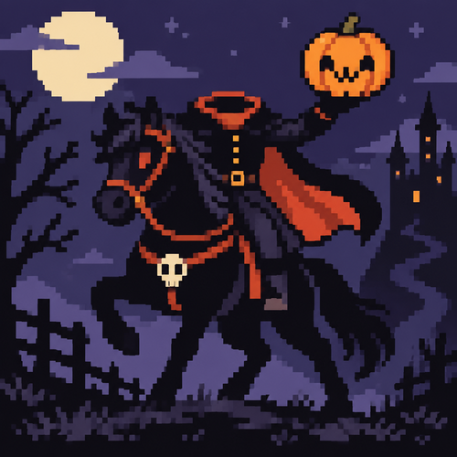 Cute spooky kawaii headless horseman