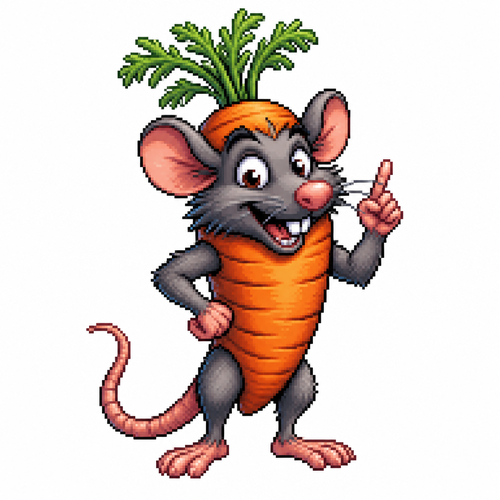 Cartoon carrot rat, full body, white background