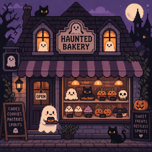 Cute kawaii haunted bakery 