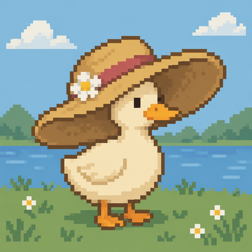 A duck with a big hat