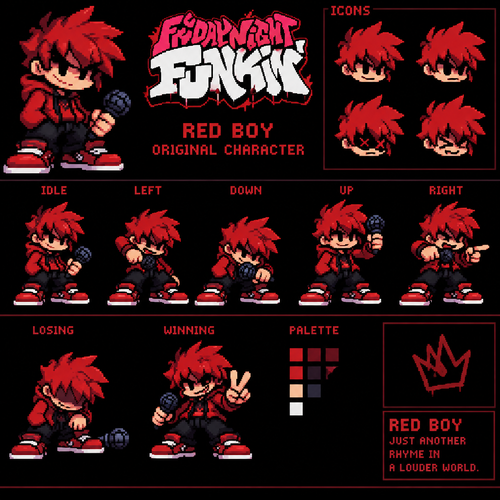 Friday night Funkin original character red boy incons 