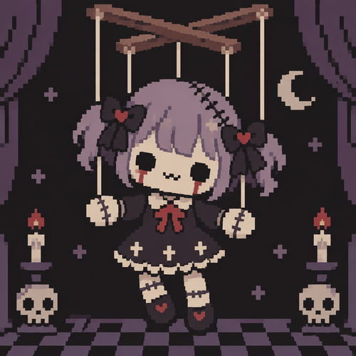 Cute kawaii spooky puppet doll 
