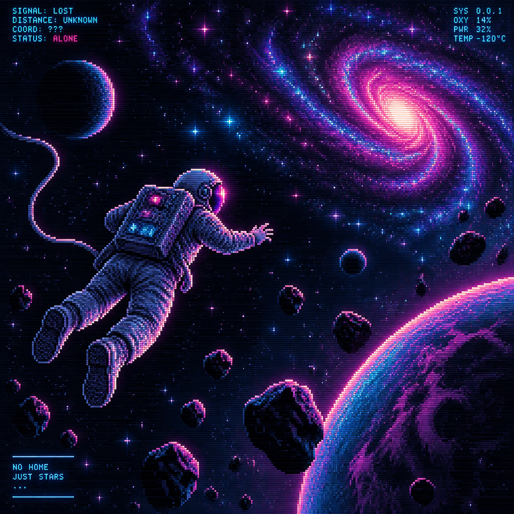Astronaut is lost in outer space