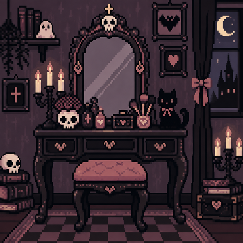 Cute Kawaii spooky Gothic vanity