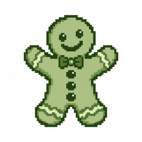 Smiling gingerbread man. White background 
