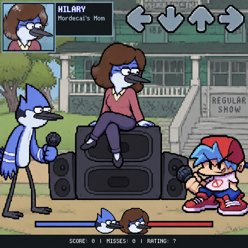 Friday night Funkin regular show hilary madre de mordecai gf