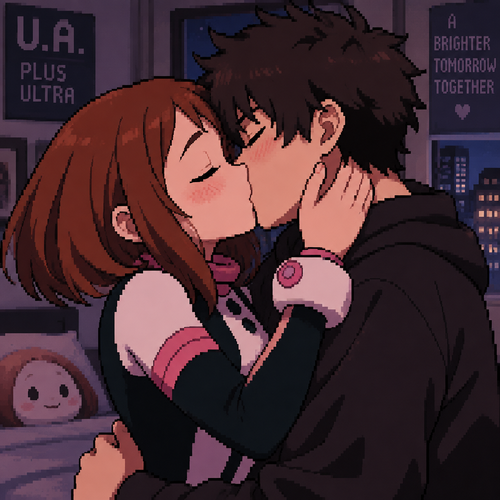 Ochako uraraka kiss beso original character boy 