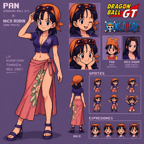 Dragon Ball gt pan con la ropa de nico robin del
Anime de one piece 