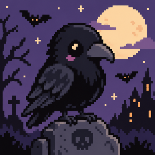 Cute spooky kawai raven 