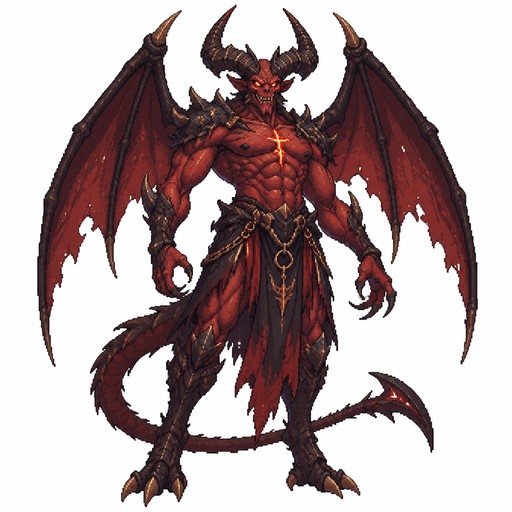 Pixel Art, Sprite 2D, Demon, Full Body, White Background