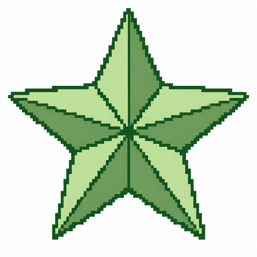 A large Christmas star with five broad inner panels. White background 