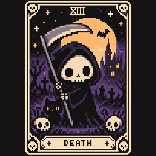 Spooky cute kawaii tarot card