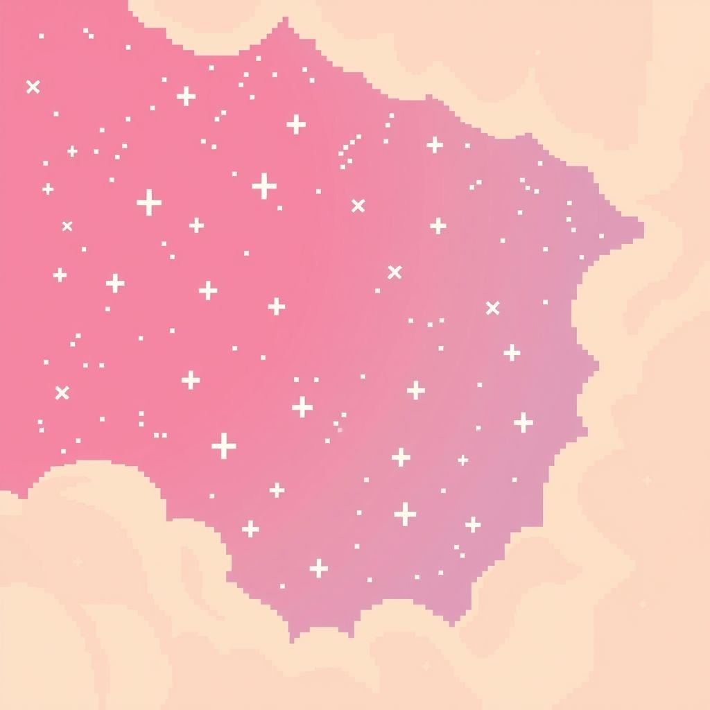 stars on a light half beige half rose half light blue dreamy sky