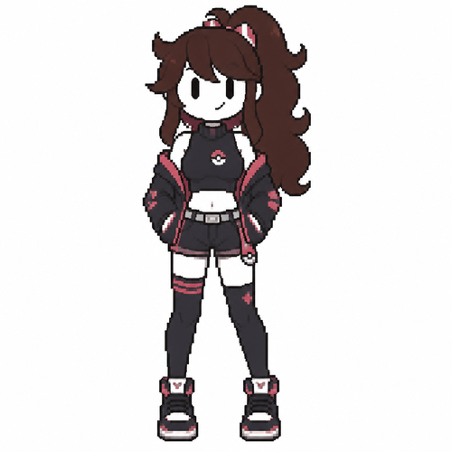 Jaiden animations but with the clothes and hair of the character Alexia pokegirl xyz , full body front perspective