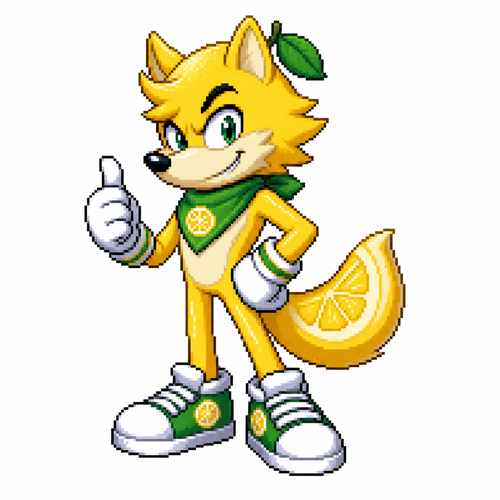 Cartoon lemon wolf, full body, white background