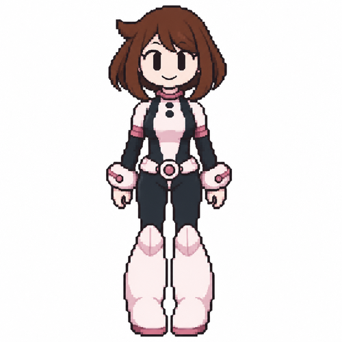 Jaiden animations but with the clothes and hair of the character ochako urarak, full body front perspective