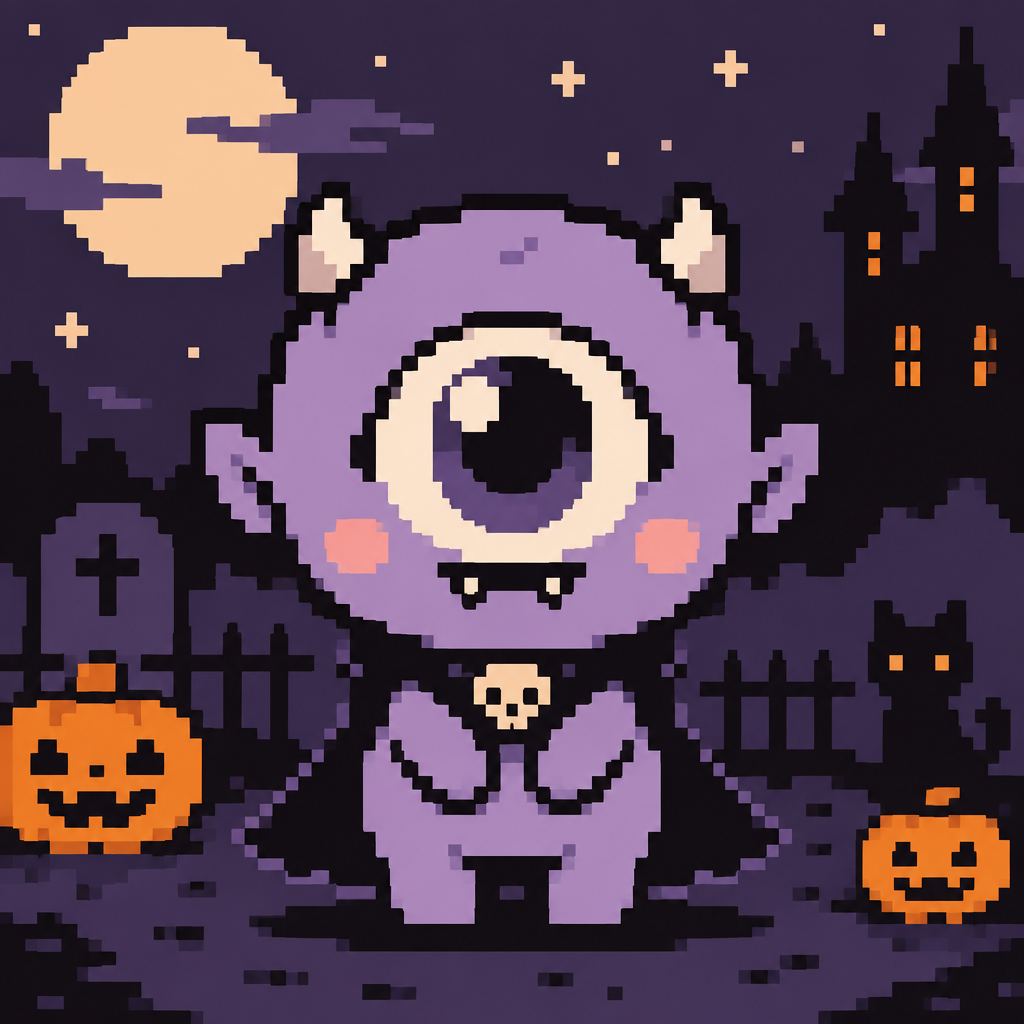 Cute spooky kawaii cyclops