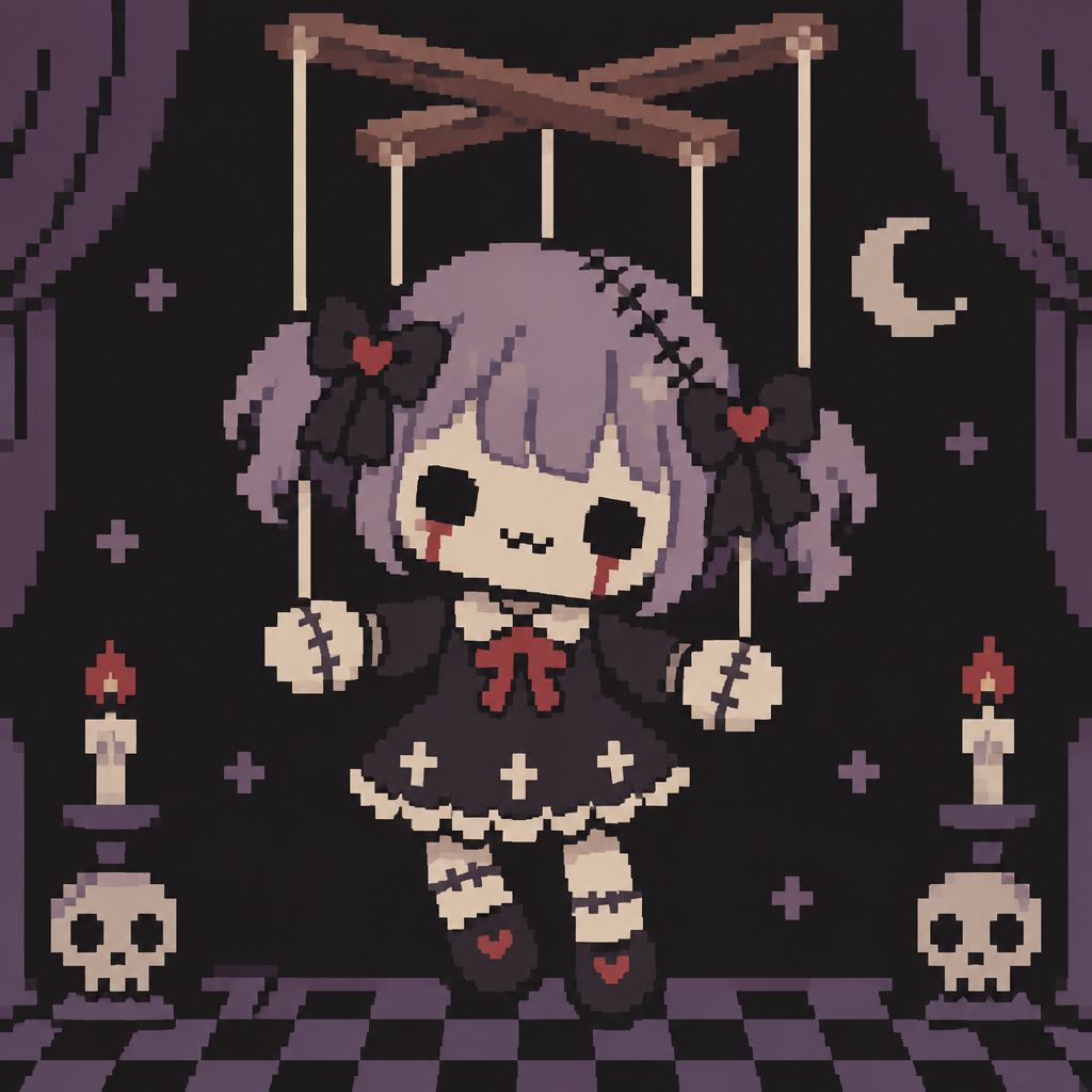 Cute kawaii spooky puppet doll