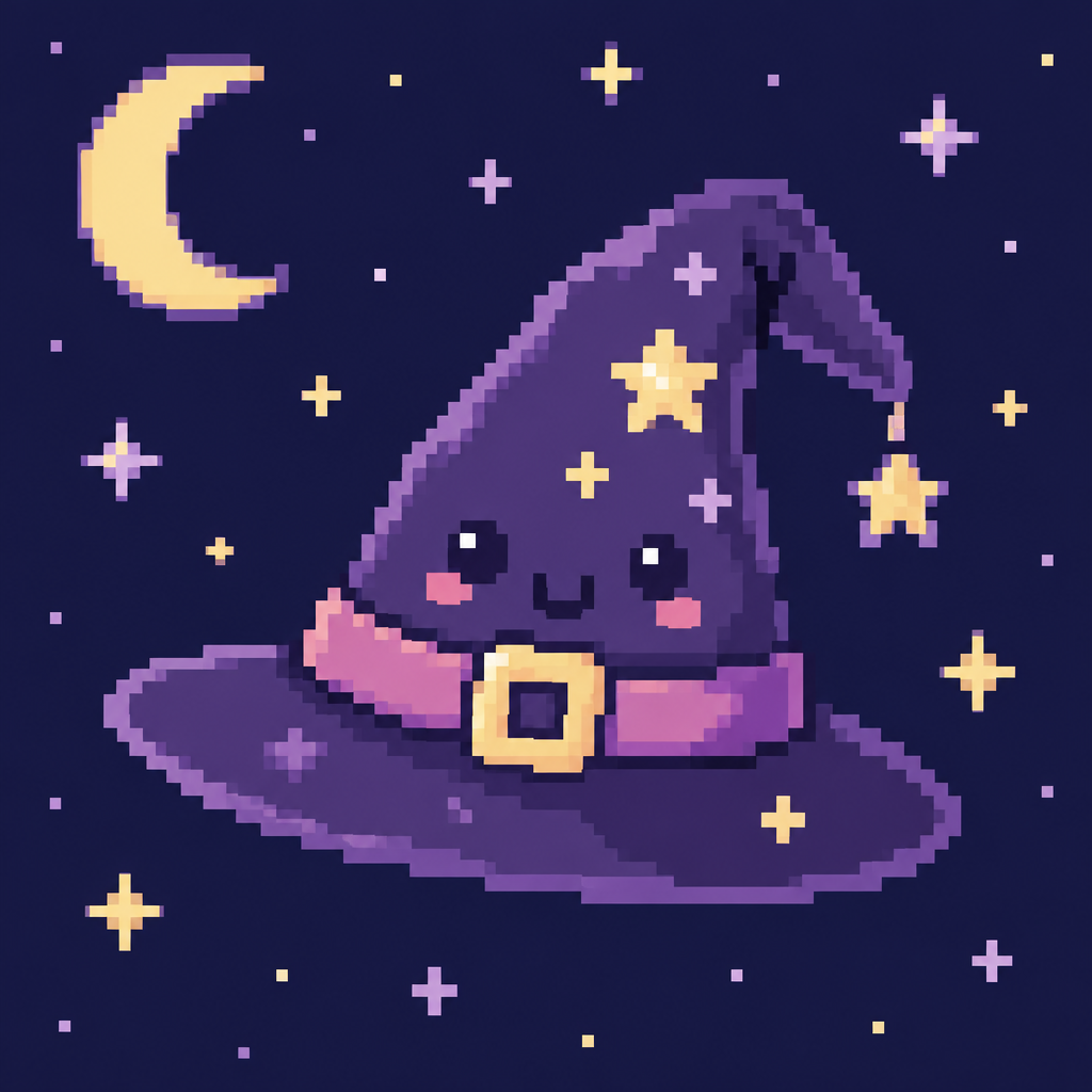 Kawaii witches hat. Stary background