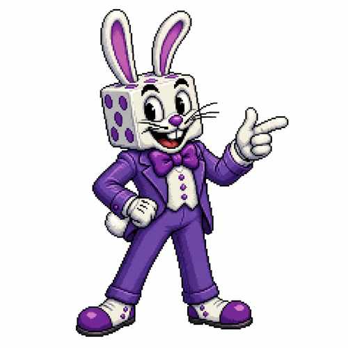 Cartoon dice rabbit, full body, white background
