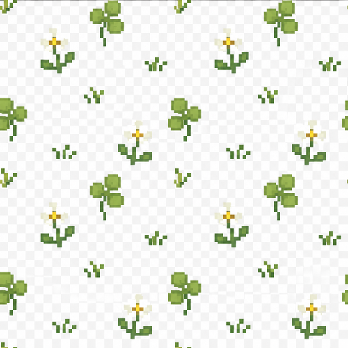 32x32 mostly transparent with little white flowers and clover that is seamless