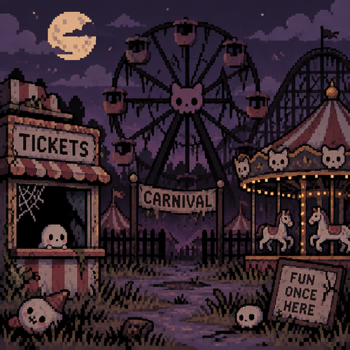 Cute Kawaii spooky abandoned carnival