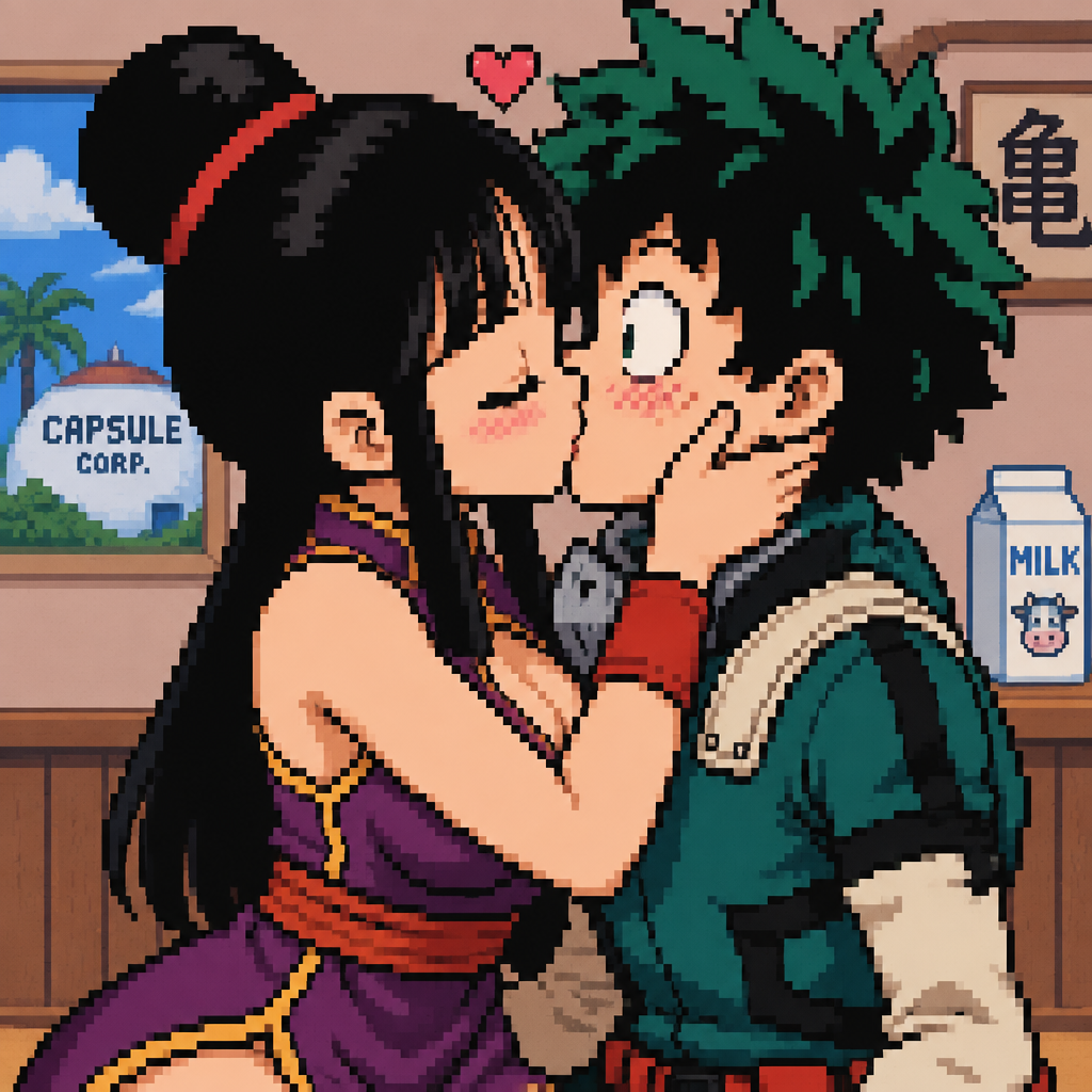 Dragon Ball z chichi milk kiss beso izuku midoriya art