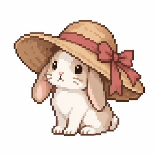 A rabbit with a big hat on a white background 