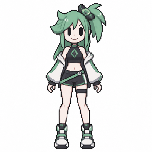 Jaiden animations but with the clothes and hair of the character aloe pokegirl , full body front perspective