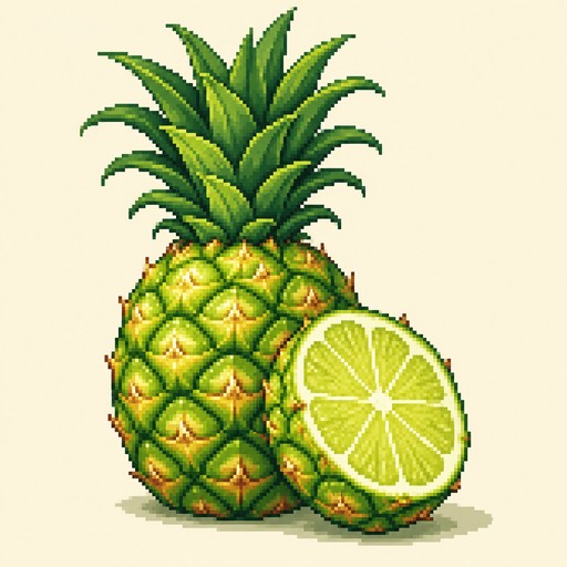 a  green lime and pineaple combined fruit