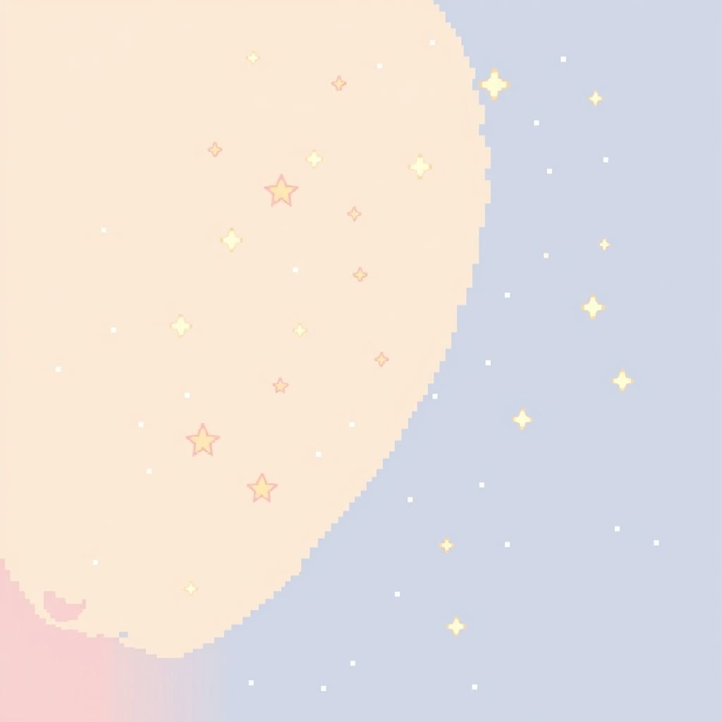stars on a light half beige half rose half light blue dreamy sky
