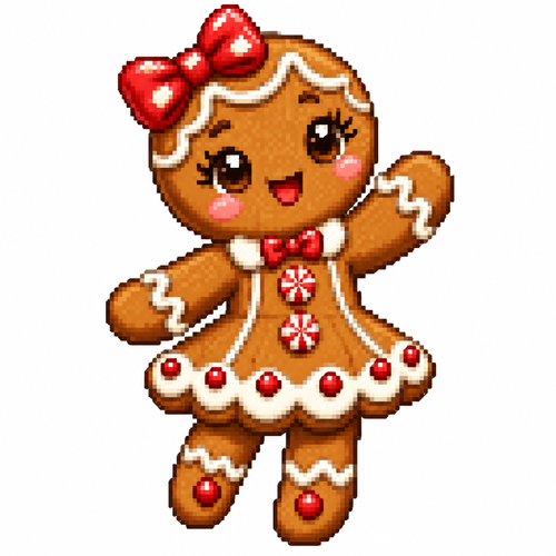 Cute Gingerbread woman. White background 