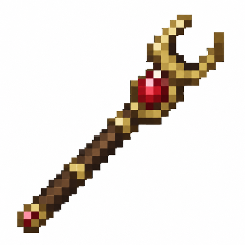 minecraft Zauberstab textur zur benutzung in mcreator in 16x16 Pixeln mit Rubin in der Mitte und einer leeren Halterung am oberen Ende