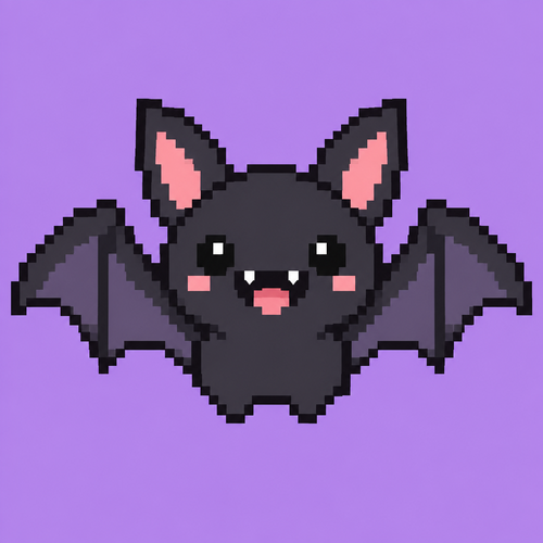 Cute kawaii smiling bat. Plain background 