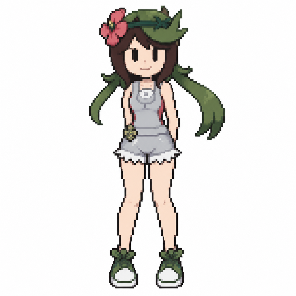 Jaiden animations but with the clothes and hair of the character mallow pokegirl, full body front perspective